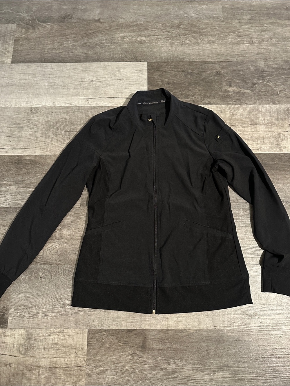 Cherokee iFlex Black Athletic Zip Front Scrub Jacket Size Small